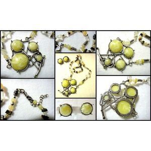 Modernistic Eclectic Avant Garde Necklace & Earring Set Estate Multi Bead Quirky